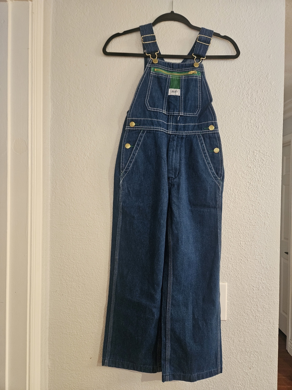 liberty Dark Blue Denim Kids Overalls with Gold Hardware